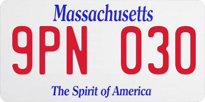 MA license plate 9PN030