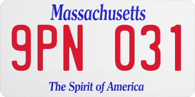 MA license plate 9PN031