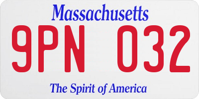 MA license plate 9PN032
