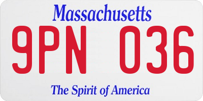 MA license plate 9PN036