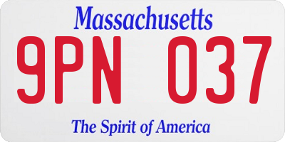 MA license plate 9PN037
