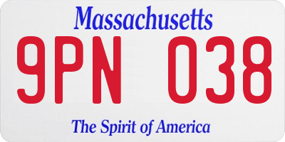 MA license plate 9PN038