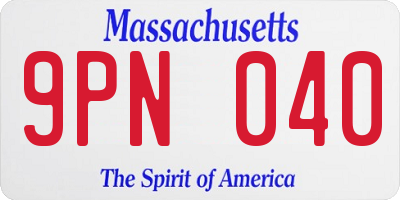 MA license plate 9PN040