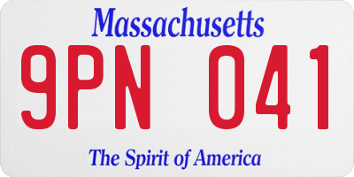 MA license plate 9PN041