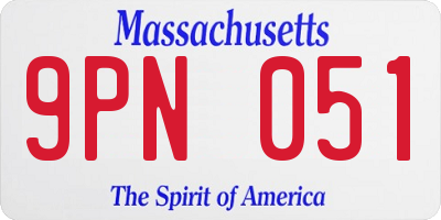 MA license plate 9PN051