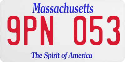 MA license plate 9PN053