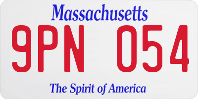 MA license plate 9PN054
