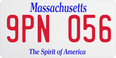 MA license plate 9PN056
