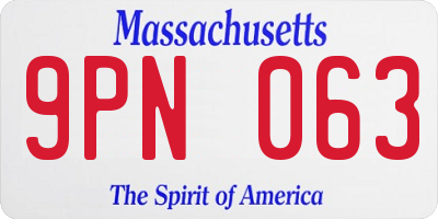 MA license plate 9PN063