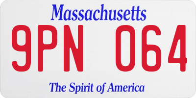 MA license plate 9PN064
