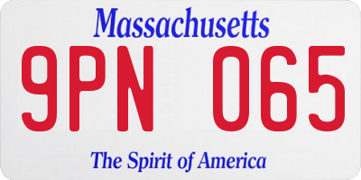 MA license plate 9PN065