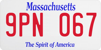 MA license plate 9PN067