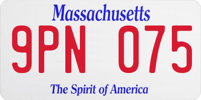 MA license plate 9PN075