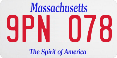 MA license plate 9PN078