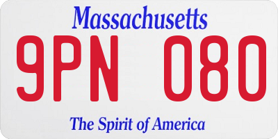 MA license plate 9PN080