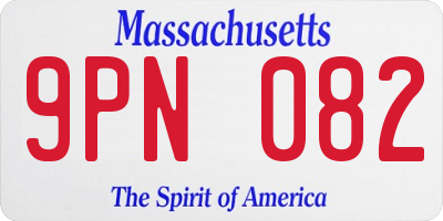 MA license plate 9PN082