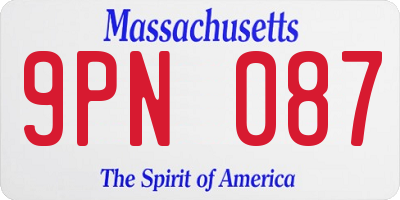 MA license plate 9PN087