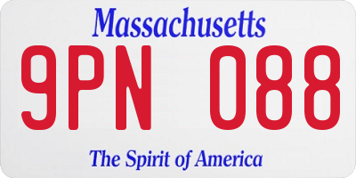 MA license plate 9PN088