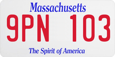 MA license plate 9PN103