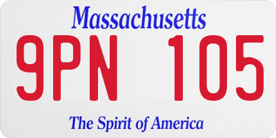 MA license plate 9PN105