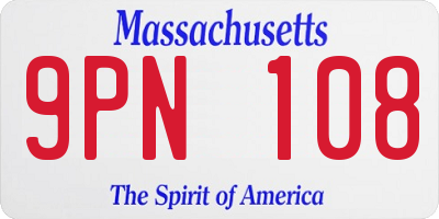 MA license plate 9PN108