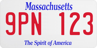 MA license plate 9PN123