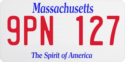 MA license plate 9PN127