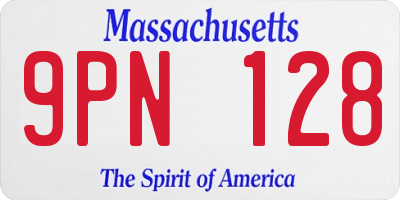 MA license plate 9PN128