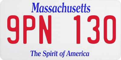 MA license plate 9PN130