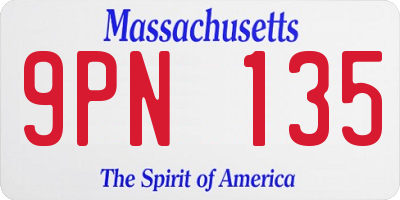 MA license plate 9PN135