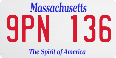 MA license plate 9PN136
