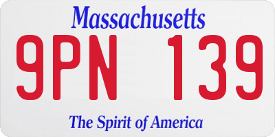 MA license plate 9PN139