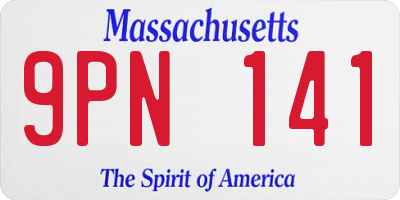 MA license plate 9PN141