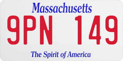 MA license plate 9PN149
