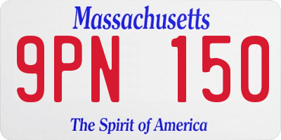 MA license plate 9PN150