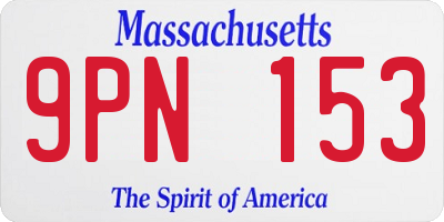 MA license plate 9PN153