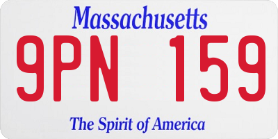 MA license plate 9PN159