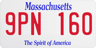 MA license plate 9PN160