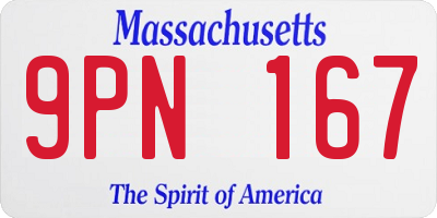 MA license plate 9PN167