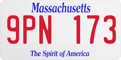 MA license plate 9PN173