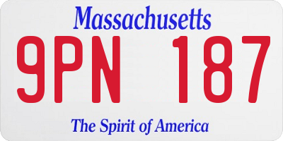 MA license plate 9PN187