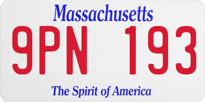 MA license plate 9PN193