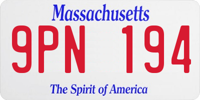MA license plate 9PN194