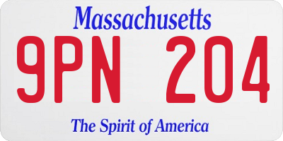 MA license plate 9PN204