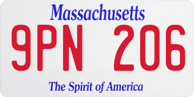 MA license plate 9PN206