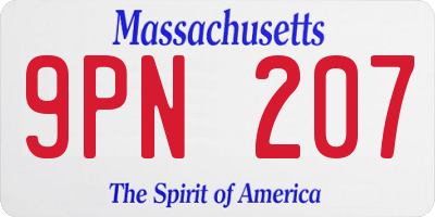 MA license plate 9PN207