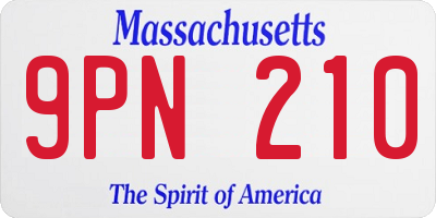 MA license plate 9PN210