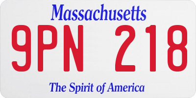 MA license plate 9PN218