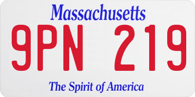 MA license plate 9PN219