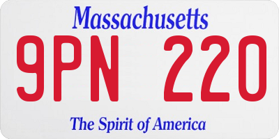 MA license plate 9PN220